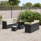 Gartensofa-set mit Kissen 9 pcs Schwarz Poly-Rattan
