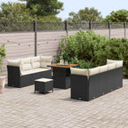 Gartensofa-set 10 pcs Schwarz Poly-Rattan