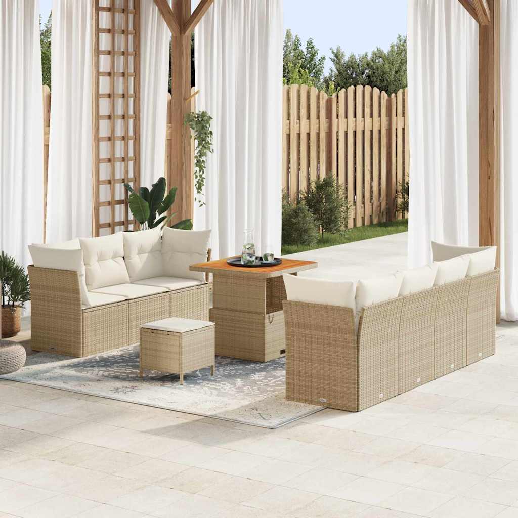 Gartensofa-set 10 pcs Beige Poly-Rattan