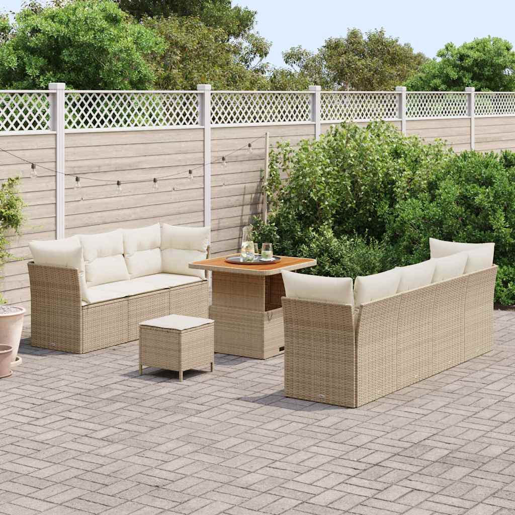 Gartensofa-set 10 pcs Beige Poly-Rattan