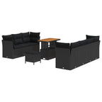 Gartensofa-set 10 pcs Schwarz Poly-Rattan