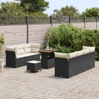 Gartensofa-set 10 pcs Schwarz Poly-Rattan