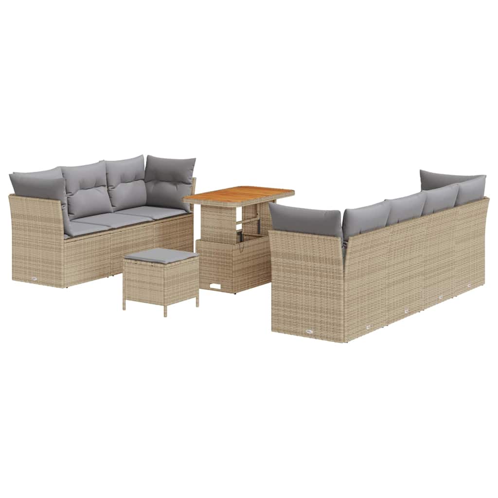 Gartensofa-set 10 pcs Beige Poly-Rattan
