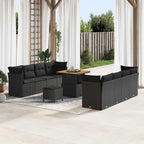 Gartensofa-set 11 pcs Schwarz Poly-Rattan