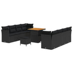 Gartensofa-set 11 pcs Schwarz Poly-Rattan