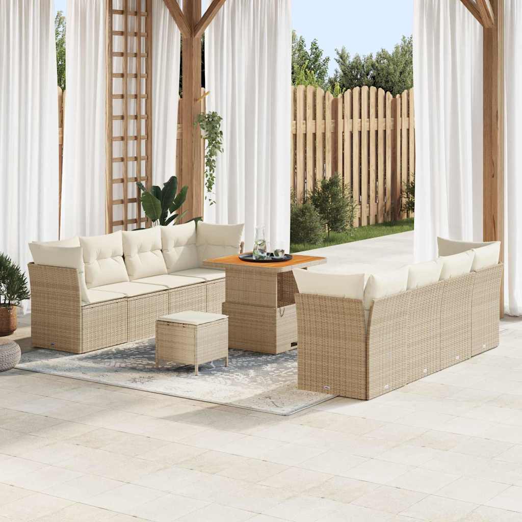Gartensofa-set 11 pcs Beige Poly-Rattan