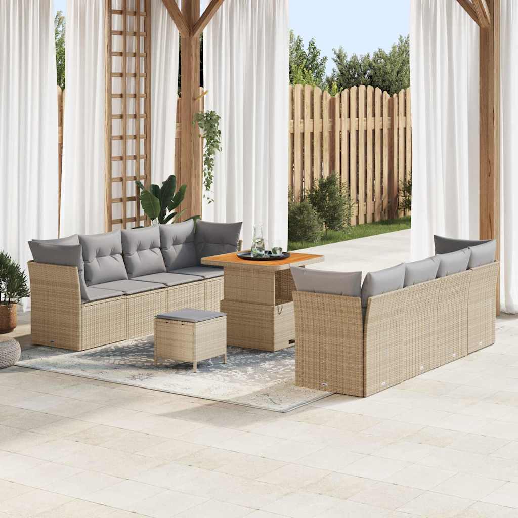 Gartensofa-set 11 pcs Beige Poly-Rattan