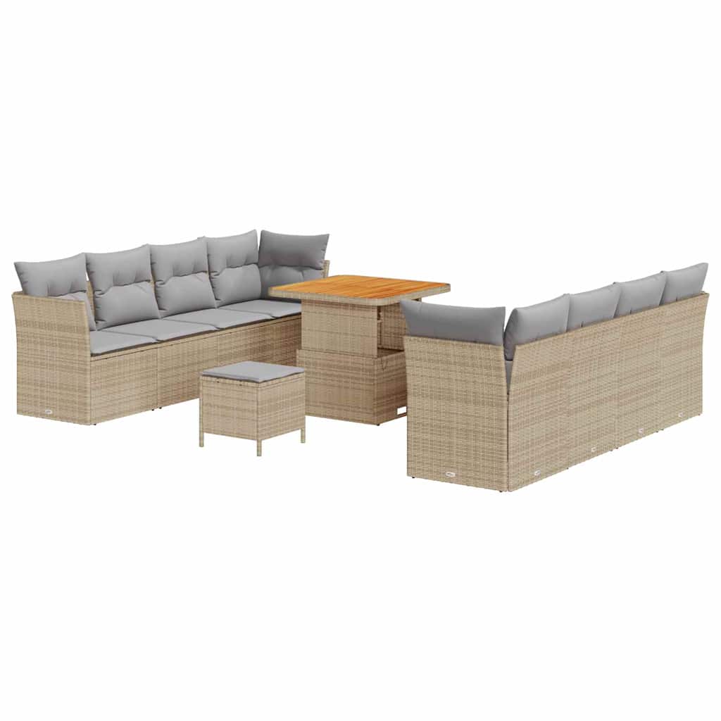 Gartensofa-set 11 pcs Beige Poly-Rattan