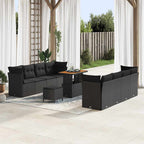 Gartensofa-set 11 pcs Schwarz Poly-Rattan