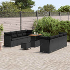 Gartensofa-set 11 pcs Schwarz Poly-Rattan