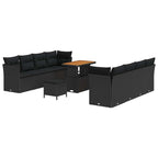 Gartensofa-set 11 pcs Schwarz Poly-Rattan