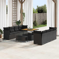 Gartensofa-set 11 pcs Schwarz Poly-Rattan