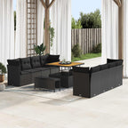 Gartensofa-set 11 pcs Schwarz Poly-Rattan