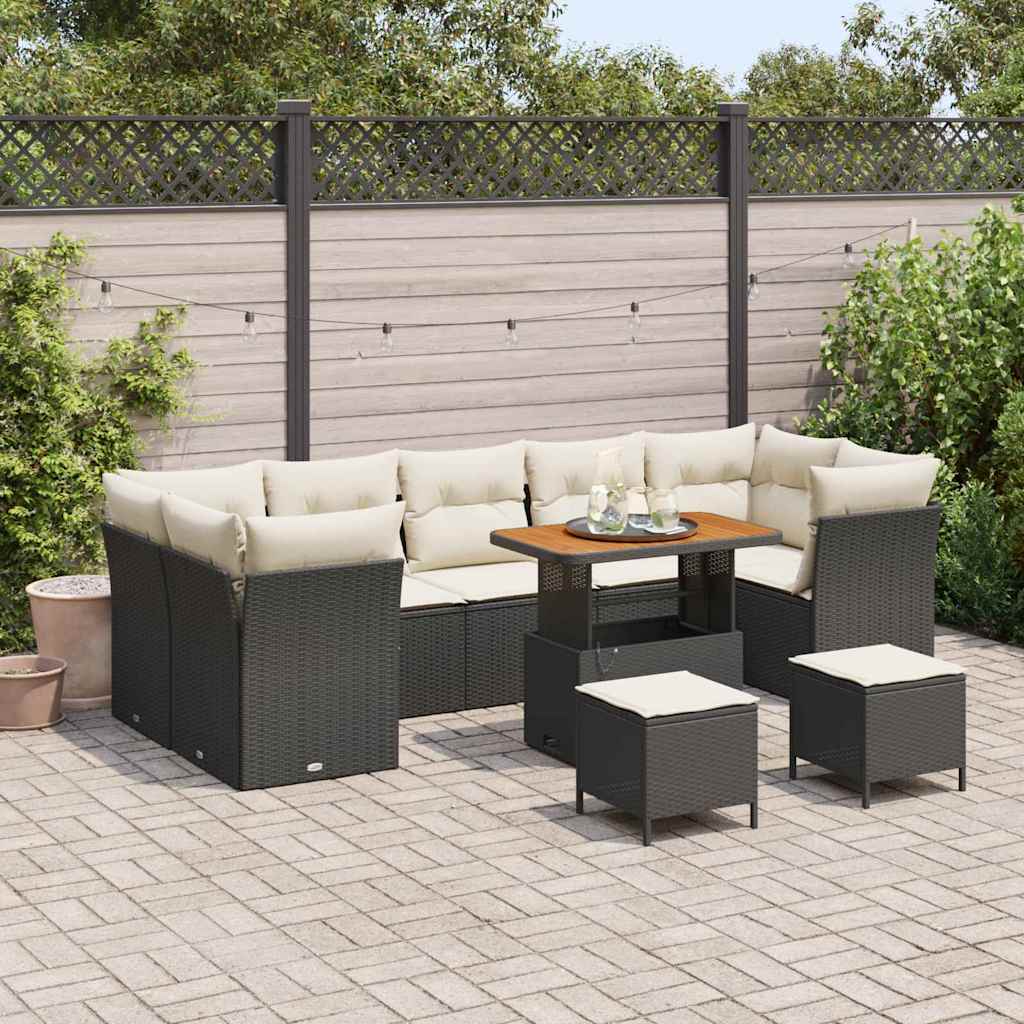 Gartensofa-set 10 pcs Schwarz Poly-Rattan