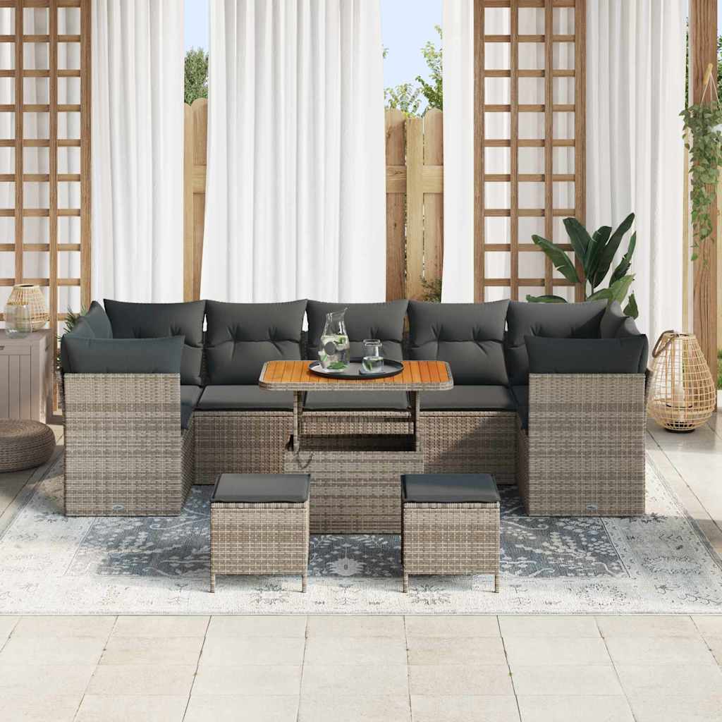 Gartensofa-set 10 pcs Grau Poly-Rattan