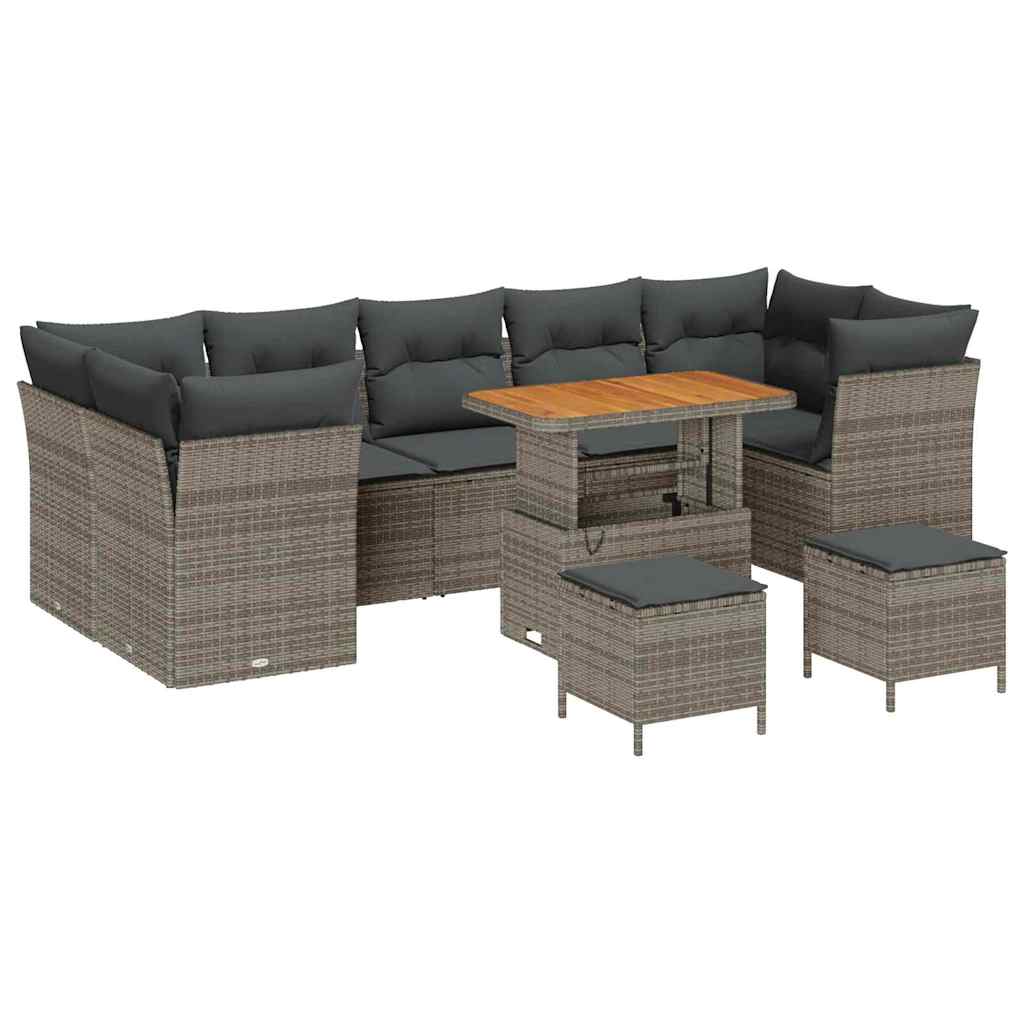 Gartensofa-set 10 pcs Grau Poly-Rattan