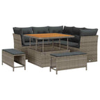 Gartensofa-set 8 pcs Grau Poly-Rattan