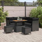 Gartensofa-set 8 pcs Schwarz Poly-Rattan