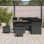 Gartensofa-set 8 pcs Schwarz Poly-Rattan