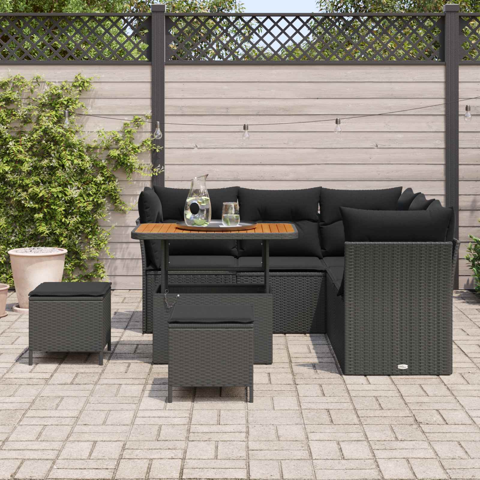 Gartensofa-set 8 pcs Schwarz Poly-Rattan