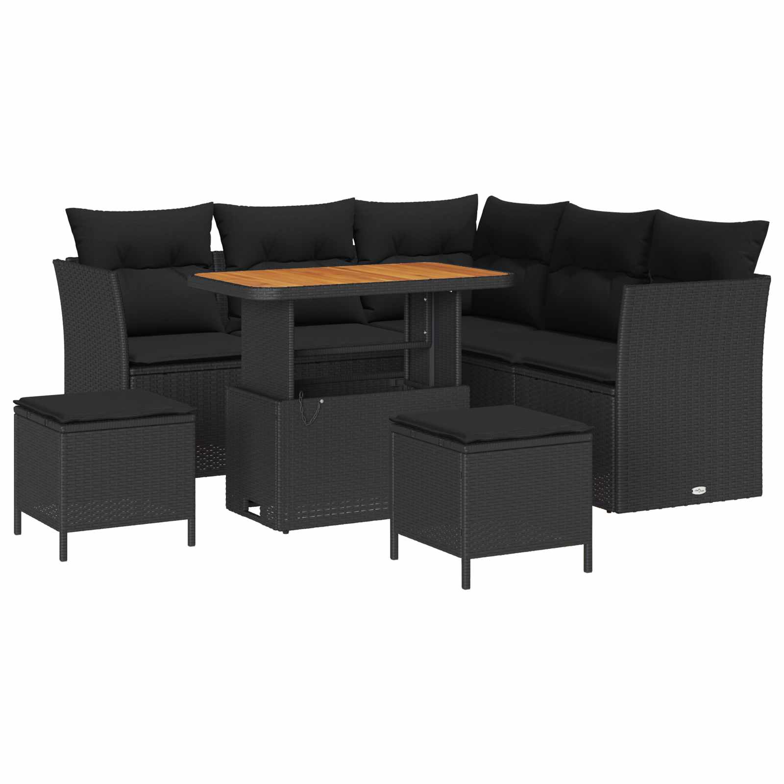 Gartensofa-set 8 pcs Schwarz Poly-Rattan
