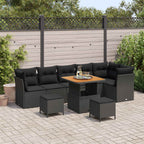 Gartensofa-set 9 pcs Schwarz Poly-Rattan