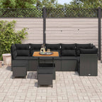 Gartensofa-set 9 pcs Schwarz Poly-Rattan