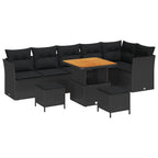 Gartensofa-set 9 pcs Schwarz Poly-Rattan