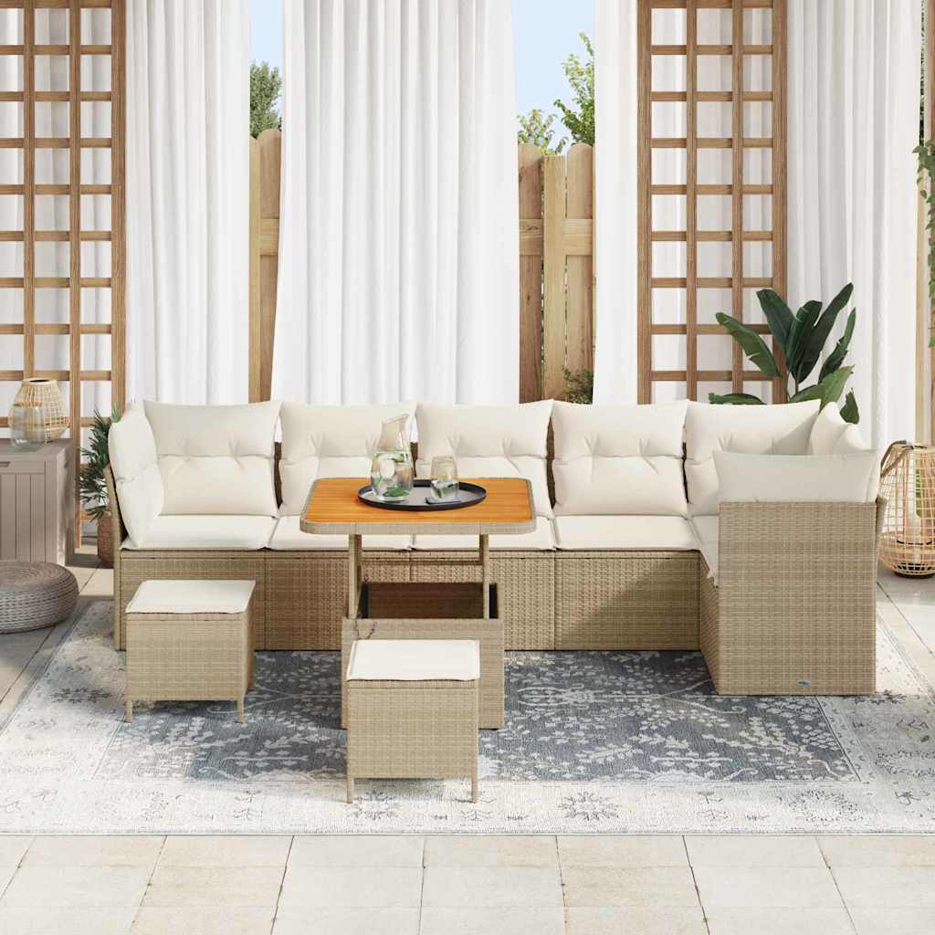 Gartensofa-set 9 pcs Beige Poly-Rattan