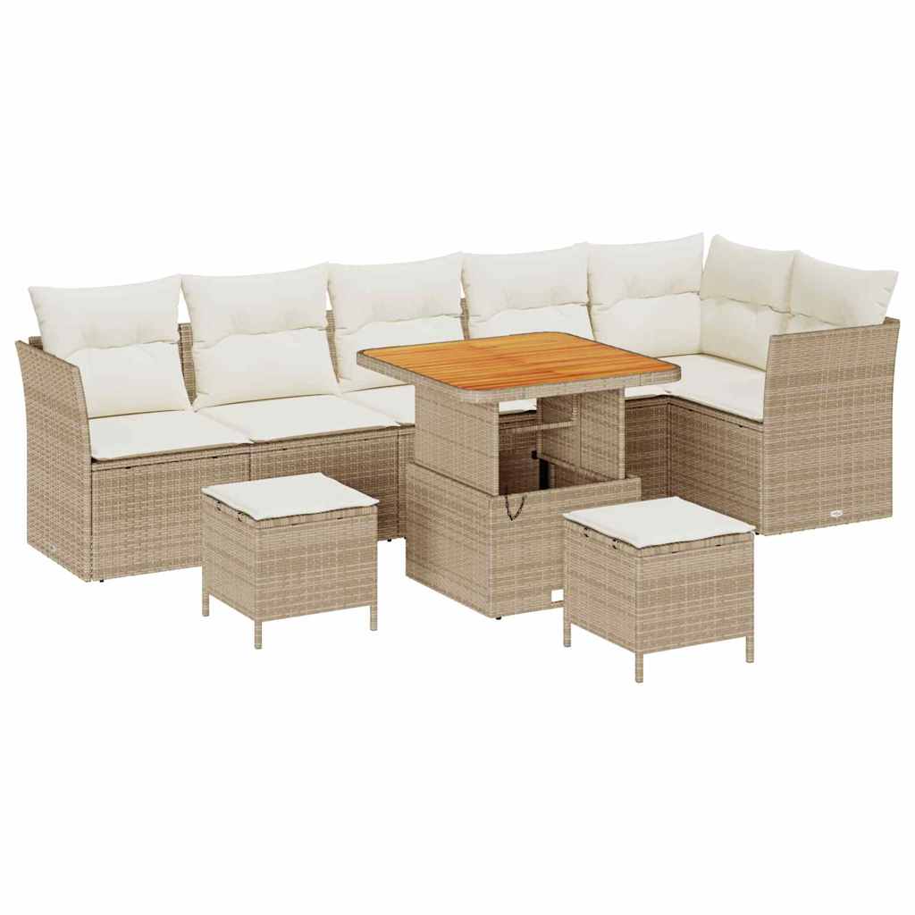 Gartensofa-set 9 pcs Beige Poly-Rattan