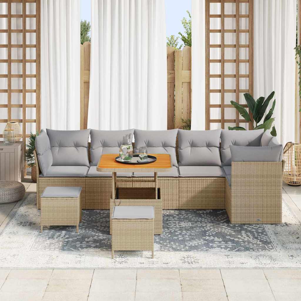 Gartensofa-set 9 pcs Beige Poly-Rattan