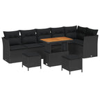 Gartensofa-set 9 pcs Schwarz Poly-Rattan