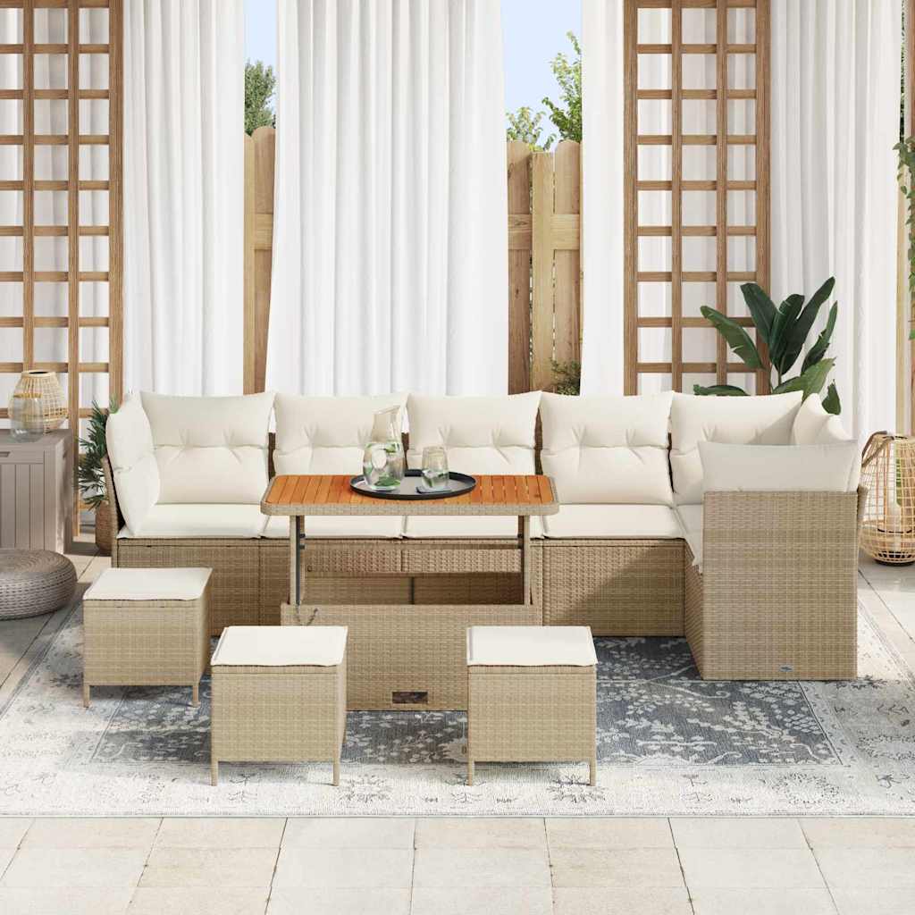 Gartensofa-set 10 pcs Beige Poly-Rattan