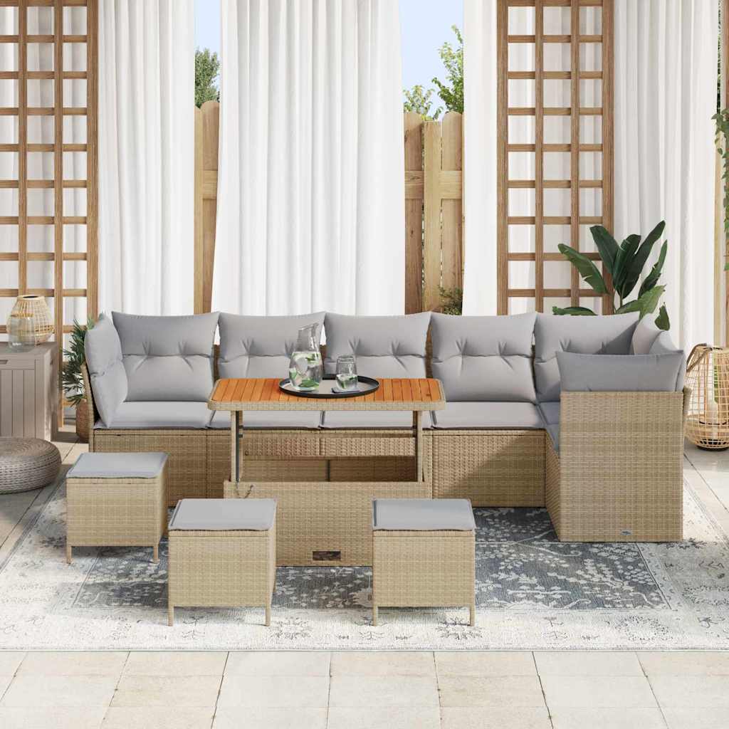 Gartensofa-set 10 pcs Beige Poly-Rattan