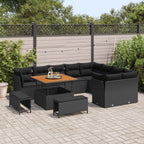 Gartensofa-set 12 pcs Schwarz Poly-Rattan