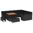 Gartensofa-set 12 pcs Schwarz Poly-Rattan