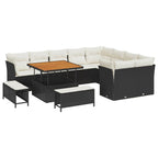 Gartensofa-set 12 pcs Schwarz Poly-Rattan