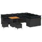 Gartensofa-set 12 pcs Schwarz Poly-Rattan