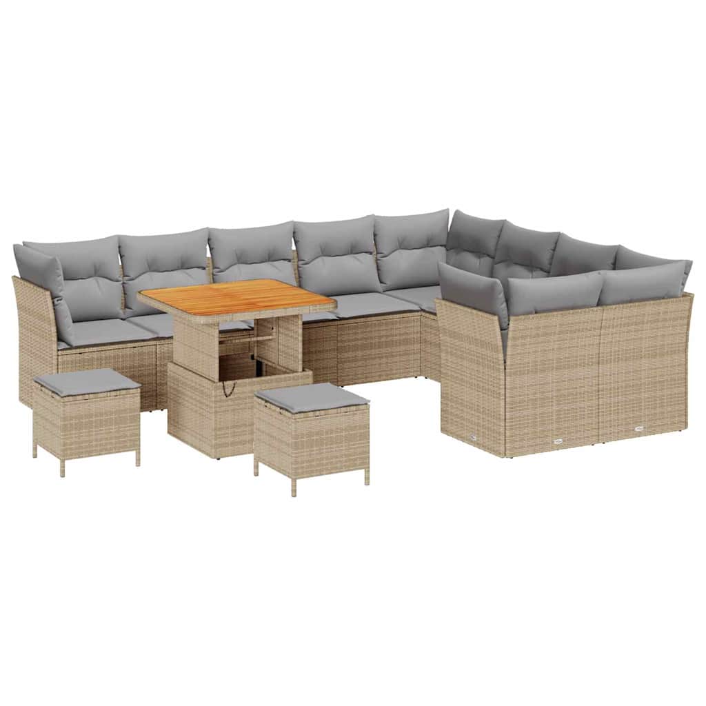 Gartensofa-set 12 pcs Beige Poly-Rattan