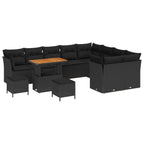 Gartensofa-set 12 pcs Schwarz Poly-Rattan