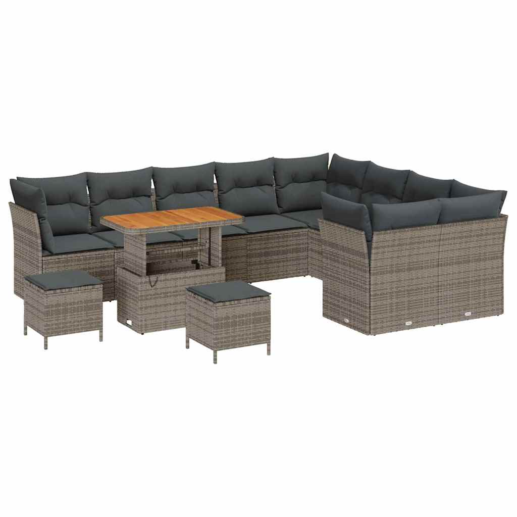 Gartensofa-set 12 pcs Grau Poly-Rattan