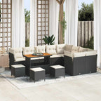 Gartensofa-set 13 pcs Schwarz Poly-Rattan