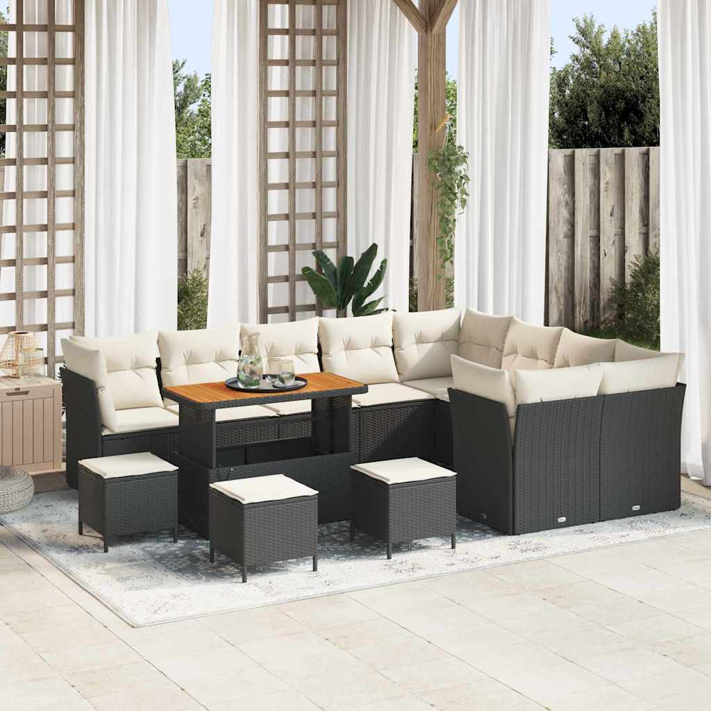Gartensofa-set 13 pcs Schwarz Poly-Rattan