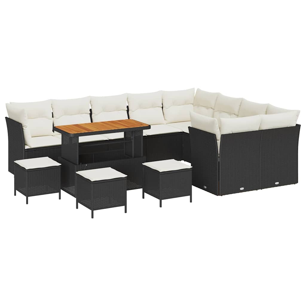 Gartensofa-set 13 pcs Schwarz Poly-Rattan