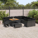 Gartensofa-set 13 pcs Schwarz Poly-Rattan