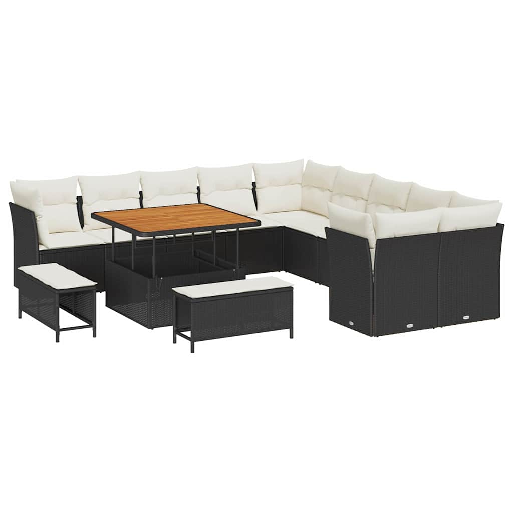 Gartensofa-set 13 pcs Schwarz Poly-Rattan