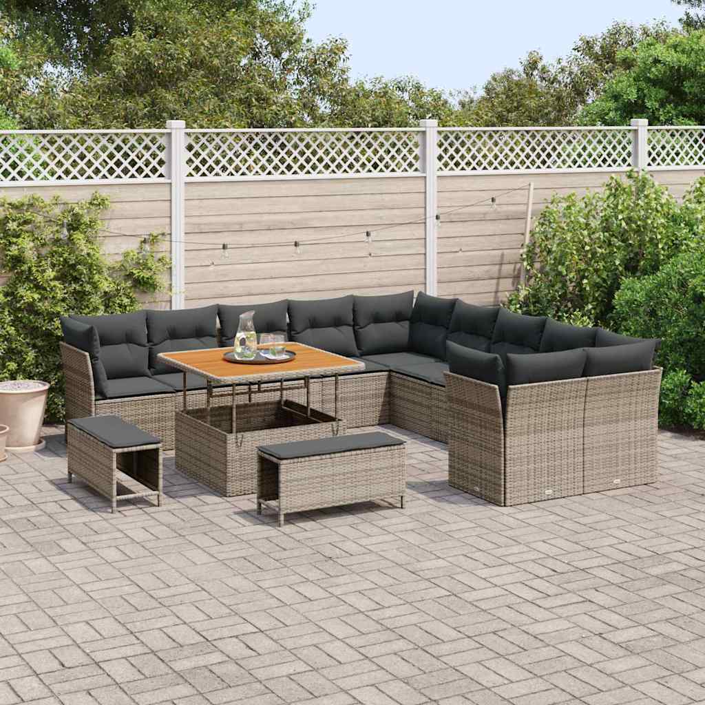 Gartensofa-set 13 pcs Grau Poly-Rattan