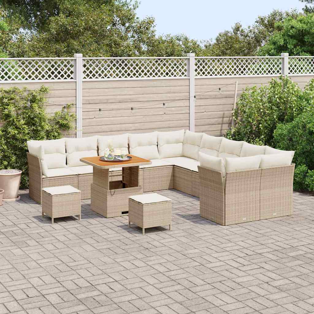 Gartensofa-set 13 pcs Beige Poly-Rattan