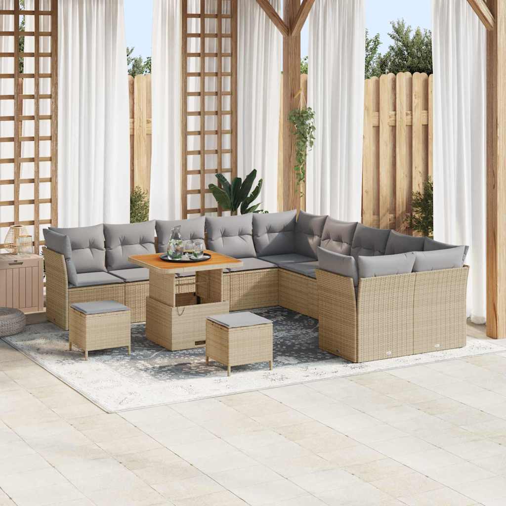 Gartensofa-set 13 pcs Beige Poly-Rattan