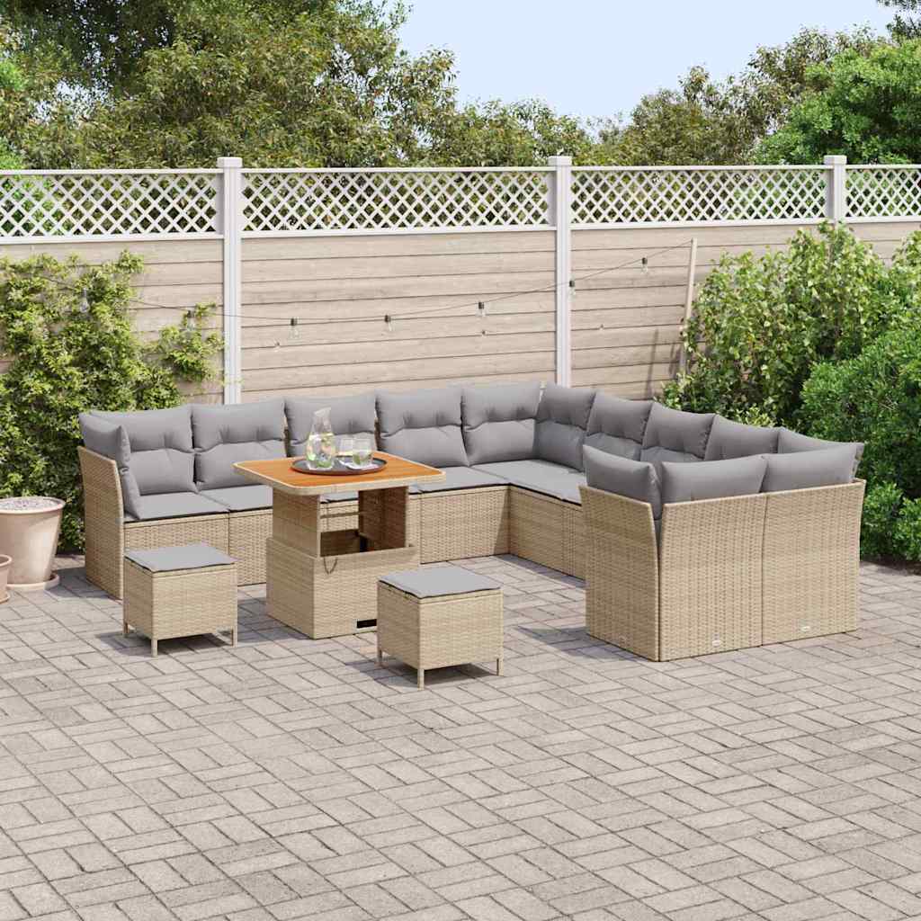 Gartensofa-set 13 pcs Beige Poly-Rattan
